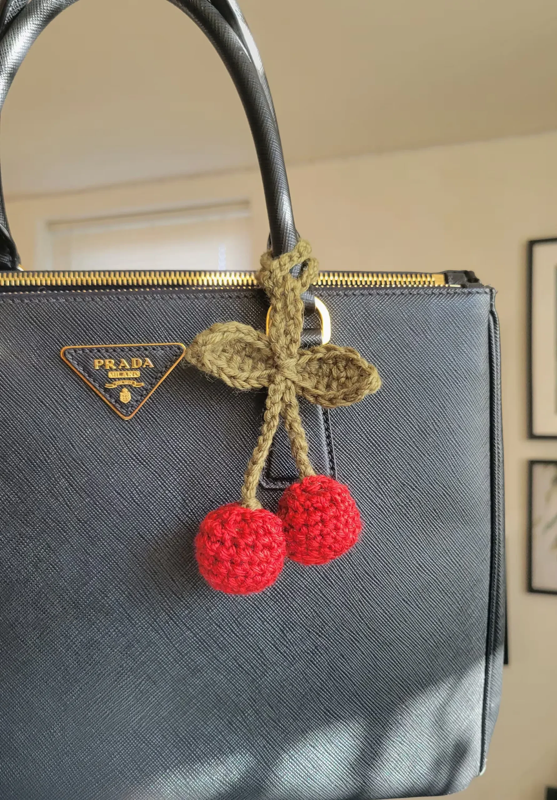 Handmade crochet bag charms by Teddy Bow