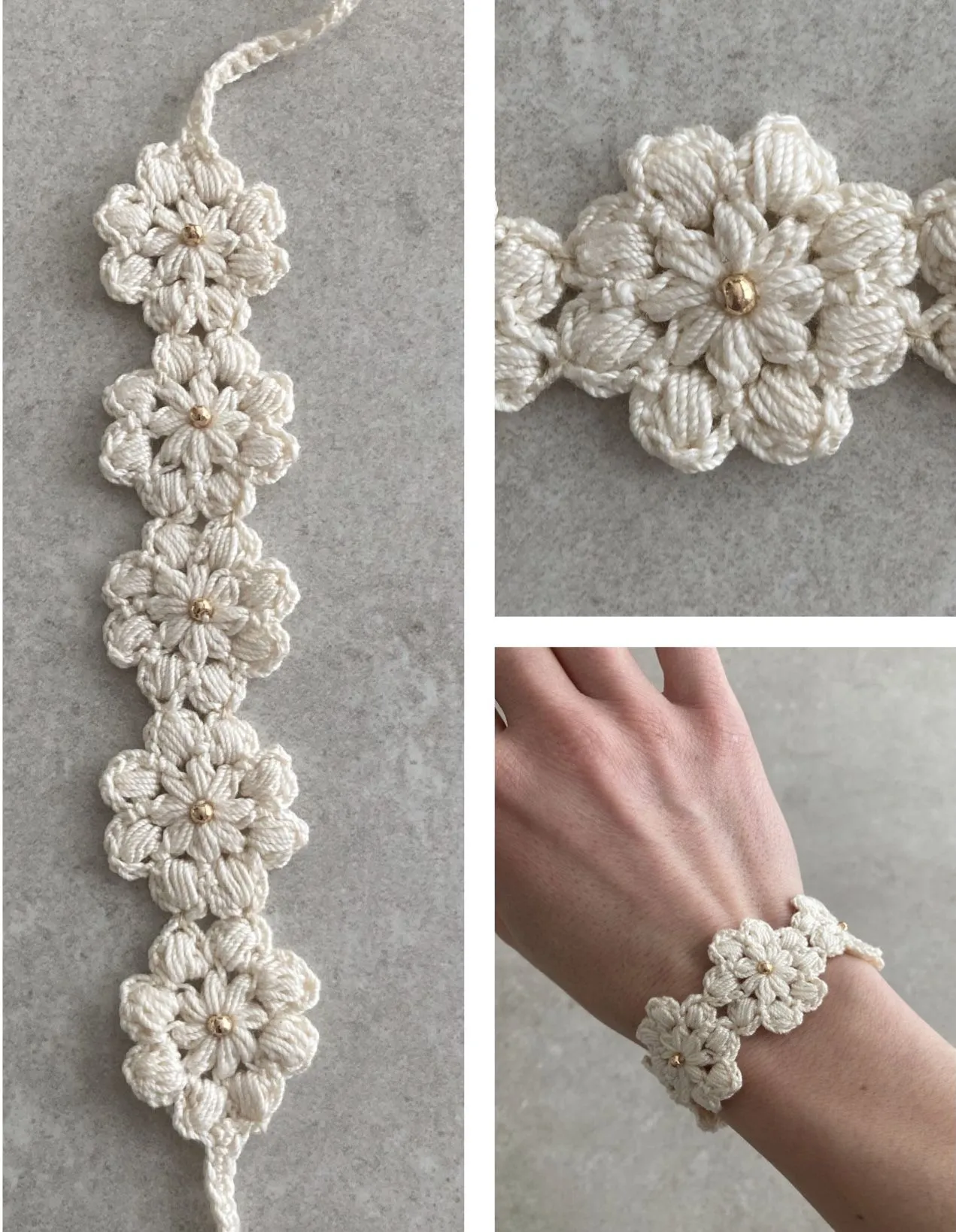 Handmade crochet bracelets by Teddy Bow