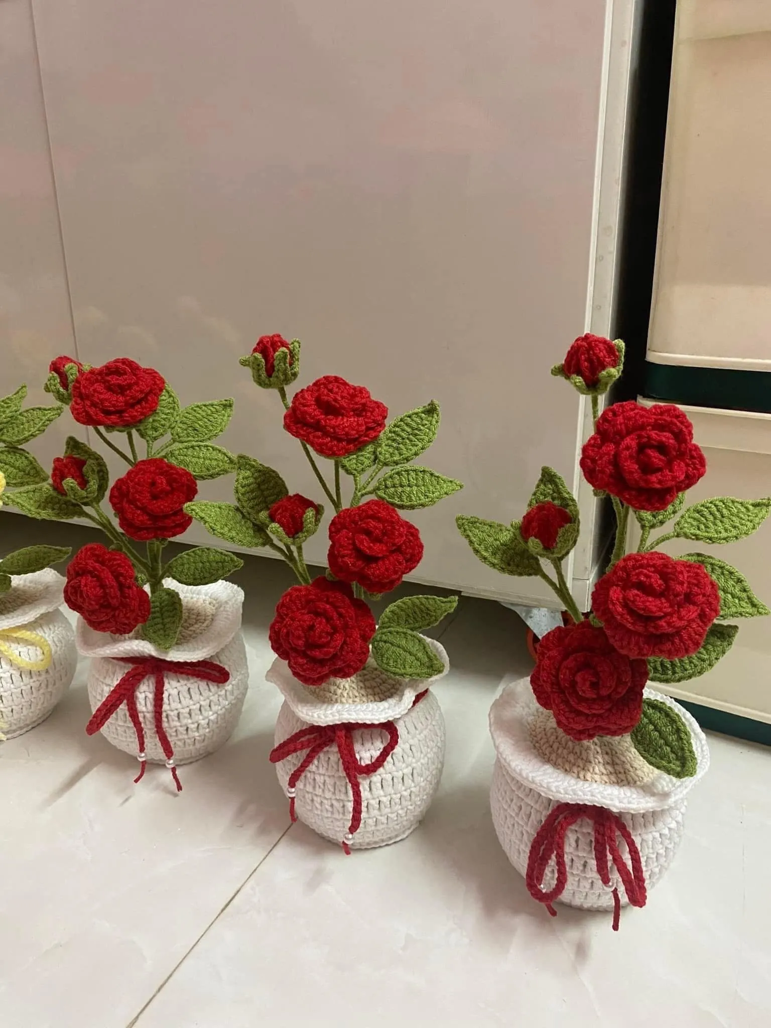 Garden style crochet pots