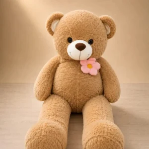 5 feet brown Flower Charm Teddy Bear with pink flower detail